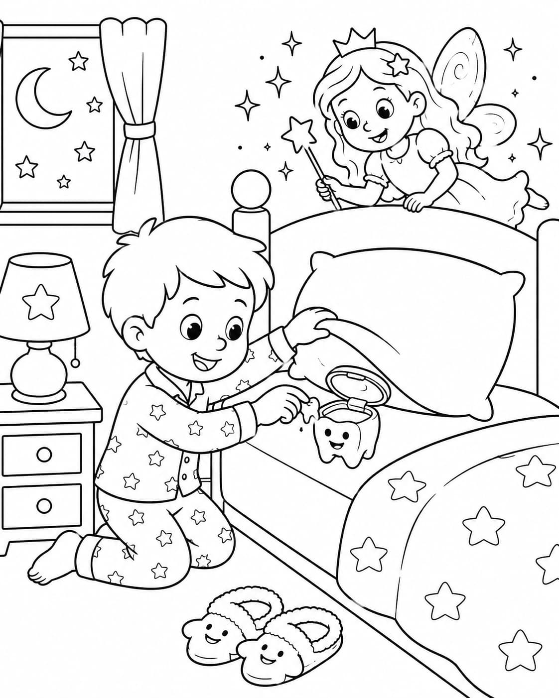 Zahnfee Motiv 2 als kostenloses Ausmalbild für Kinder